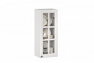 Шкаф кухонный 400 высокий со стеклом Мокка Тип 2 (Белый/Дуб фактурный белый)