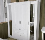 БРИМНЭС / СИРИУС Шкаф ИКЕА / IKEA комбинированный 4 двери и 1 ящик белый (с 2 зеркалами) | изображение 5