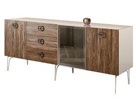 Комод 2.1м Bogemia Wood Fi (Слоновая кость) (Lakobel/Хром) БМКМ-5(Wo)[4]