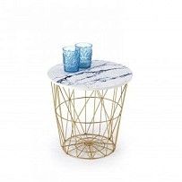 Стол журнальный Halmar HARISSA G (золотой/белый)