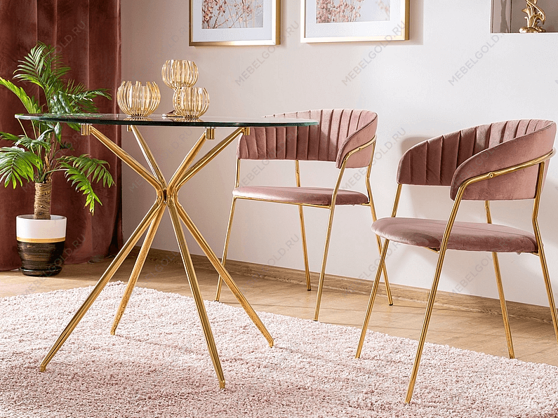 Стол обеденный Signal AZALIA (прозрачный/золотой) | изображение 3