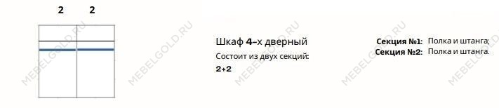 Шкаф Патрисия 4-дверный (2+2) с зеркалом караваджо глянец | изображение 2