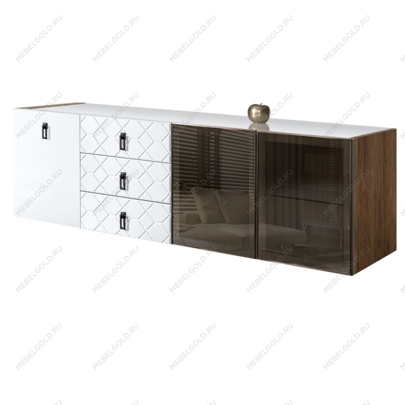 Комод 2.1м Bogemia Woodline Fly Fa (Белый) (Lakobel/Черный) БМКМ-5[5][10]