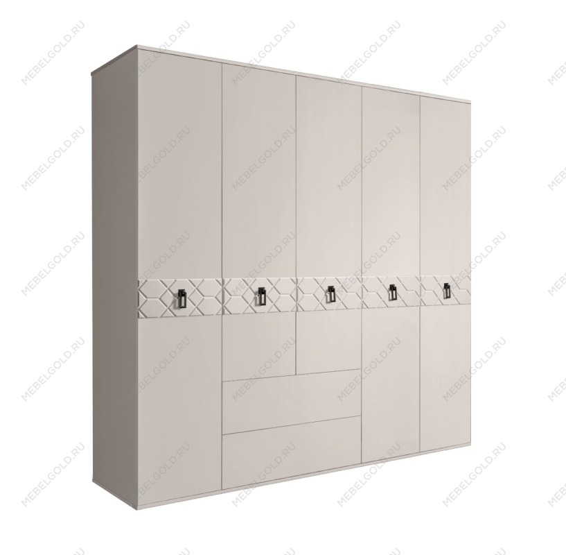 Шкаф 5-ти дверный с ящиками, Bogemia Farfalle (Шелк/Черный) БМШ2/51(Fa)