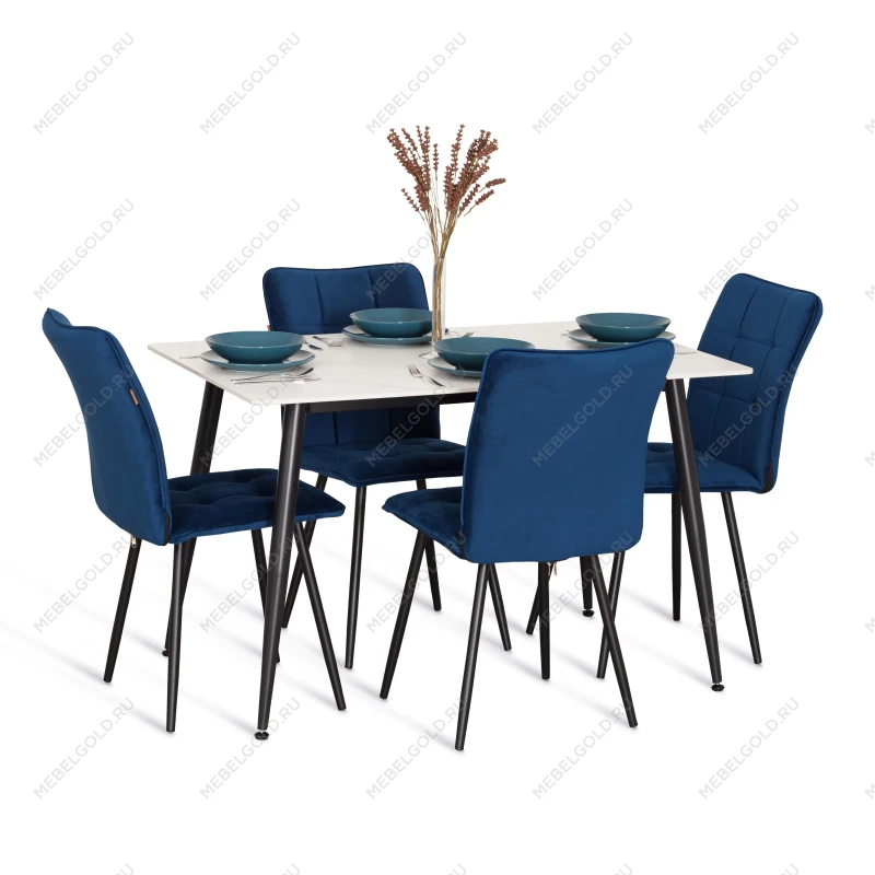 Стул обеденный Bari (2 шт. в упаковке), LT, велюр, Blue (синий), 41х55х89 см | изображение 9