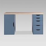 ИНГАР 2/5/ДВ стол письменный 140x75x55, дуб беленый/серо-бирюзовый | изображение 1