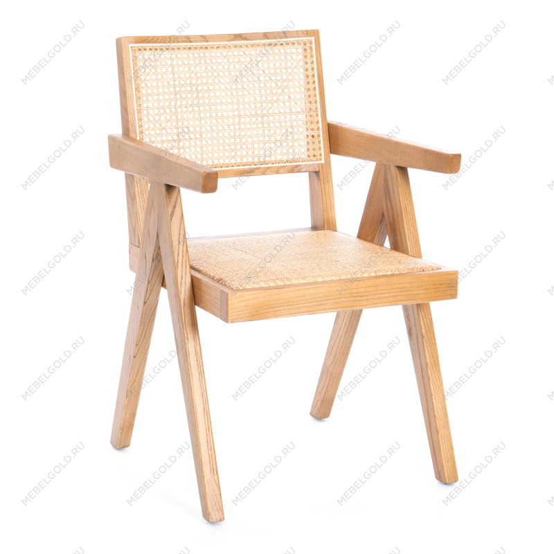 Кресло LOKI, дерево вяз/ротанг, Груша (№3), 50х50х84 см