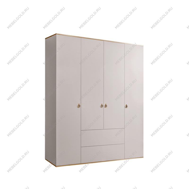 Шкаф 4-х дверный с ящиками Римини (Слоновая кость/Золото) РМШ2/41
