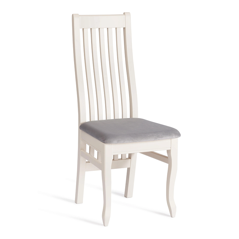 Стул DOLCE мягкое сидение, бук, 40х46х100см, ivory white, велюр Tenerife Ultimate grey