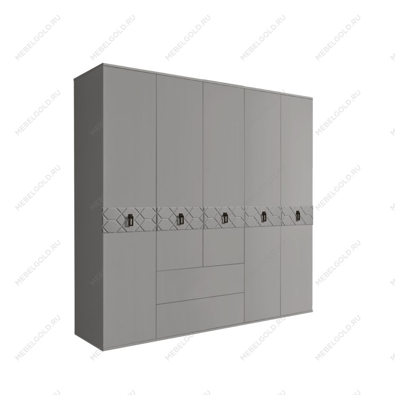 Шкаф 5-ти дверный с ящиками, Bogemia Farfalle (Серый/Черный) БМШ2/51(Fa)