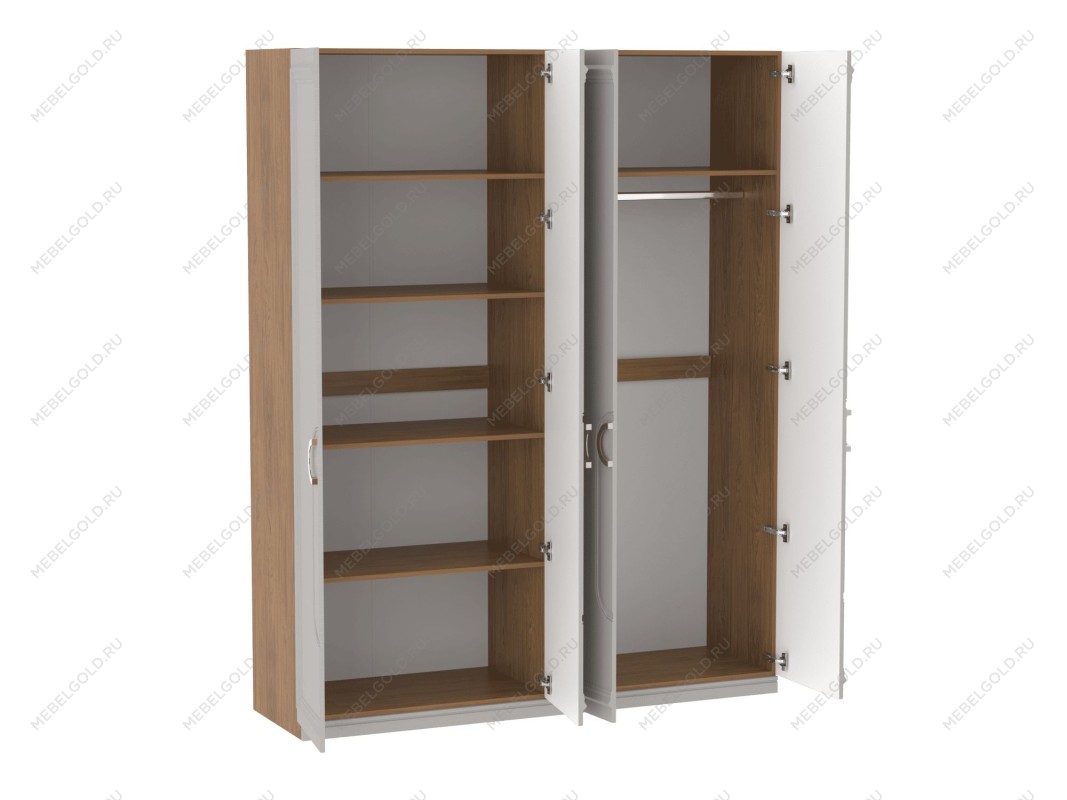 Шкаф 4-дверный с доп. полками, Палермо (1800*537*2284) Дуб Каселла коричневый/Экокожа Мокко | изображение 1