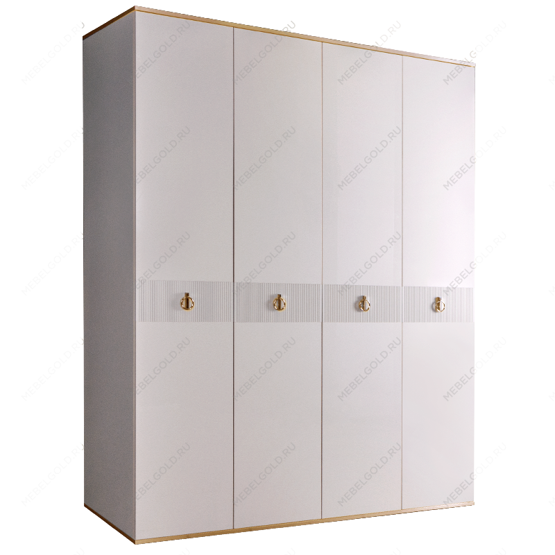 Шкаф 4-х дверный Римини СОЛО (Белый/Золото) РМШ2/4(s)