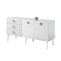 Комод 1.6м Bogemia Fillini (Белый) (Lakobel/Хром) БМКМ-4(Fi)