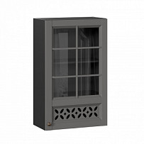 Амели-3 Шкаф кухонный 600 высокий со стеклом (Чёрный/Оникс серый)