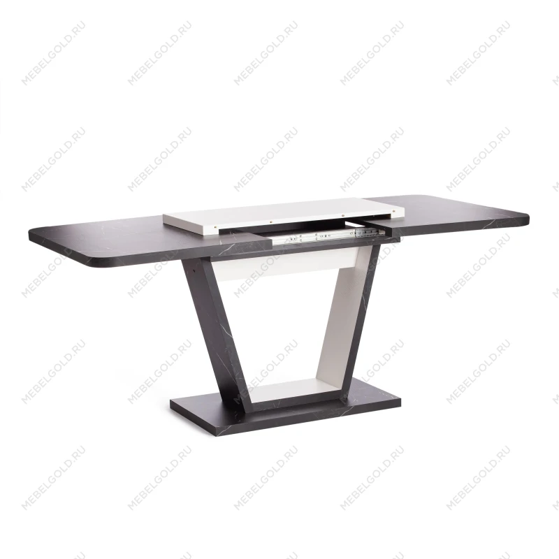 Стол обеденный VOX раздвижной, ЛДСП, 132-172x85x75,5 см, Мрамор черный/Белый | изображение 5