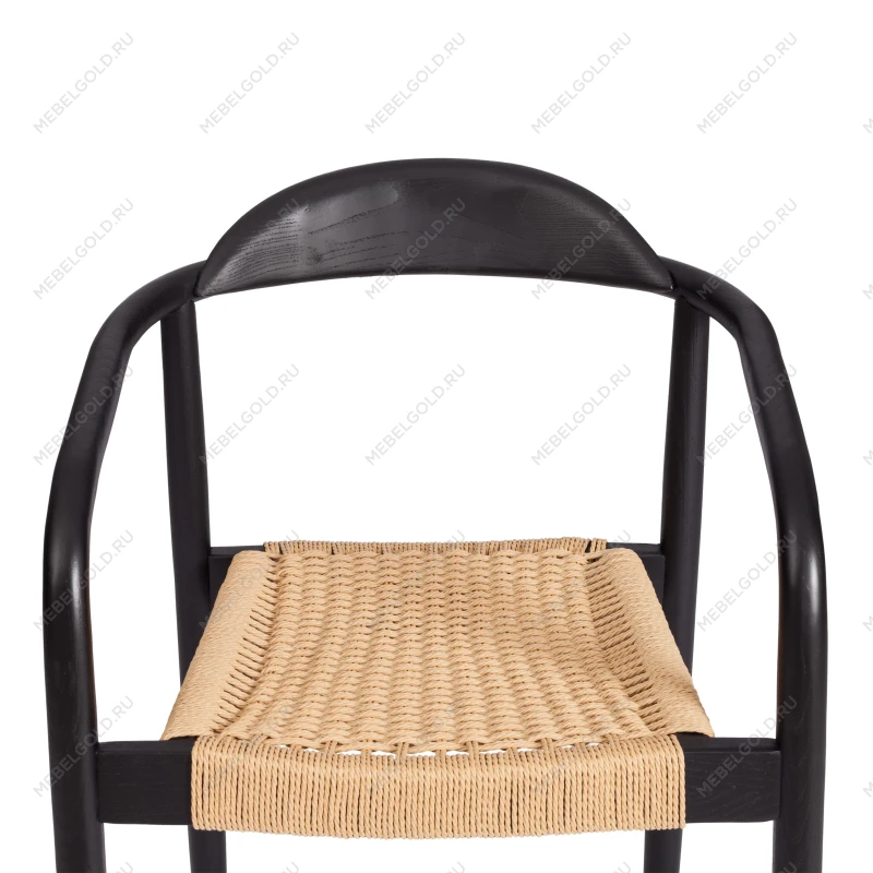 Стул MIDGARD, дерево вяз/бечевка, черный, 50х51х78,5 см | изображение 6