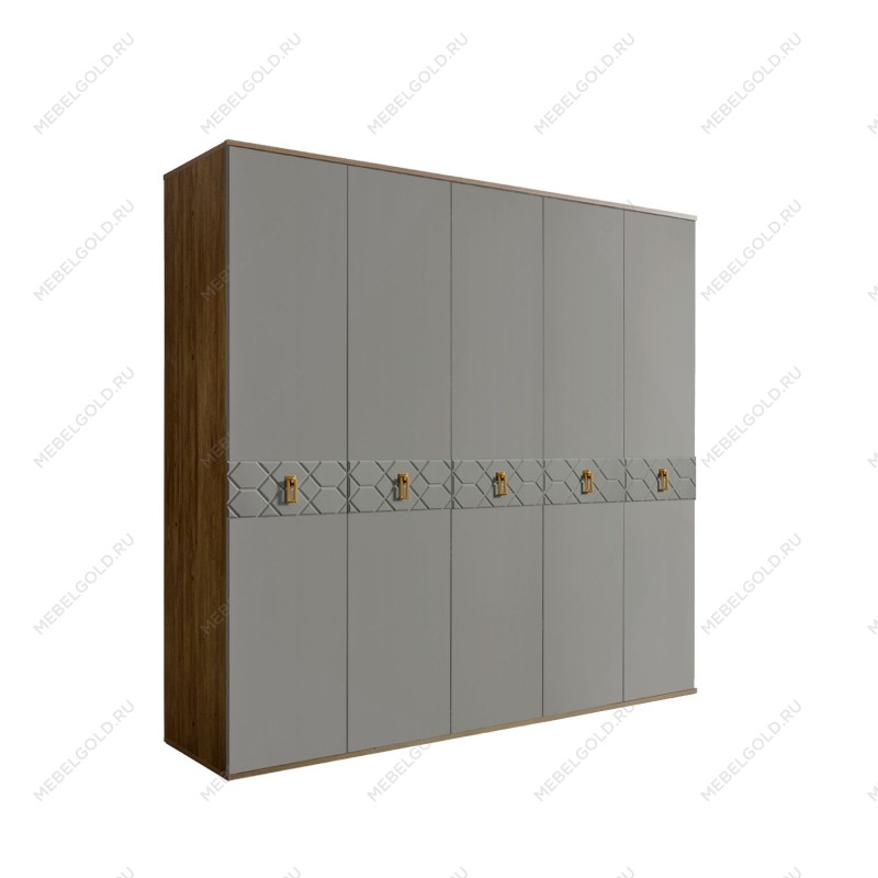 Шкаф 5-ти дв. Bogemia Woodline Fa (Серый/Золото) БМШ2/5(Fa)