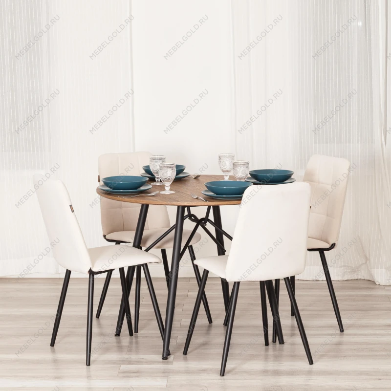 Стул обеденный Asti, TREND, флок, молочный/черный, 4, 47х54х86 см | изображение 10